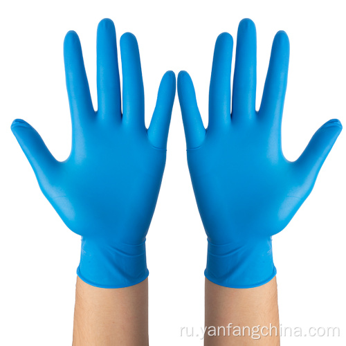 Синие одноразовые экзамены нитрильные перчатки для медицинских